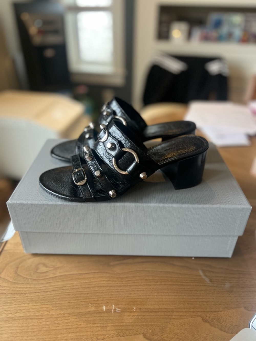 BNIB Balenciaga City Sandal Arena Lambskin, Sz 38